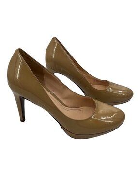 Cole Haan Womens Nike Air Beige Patent Leather Heels Size 7B 3.5-Inch Heel